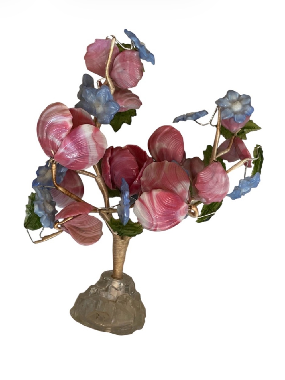Vintage Czech Art Glass Pink Flower & More Arrangement - Picture 4 of 4